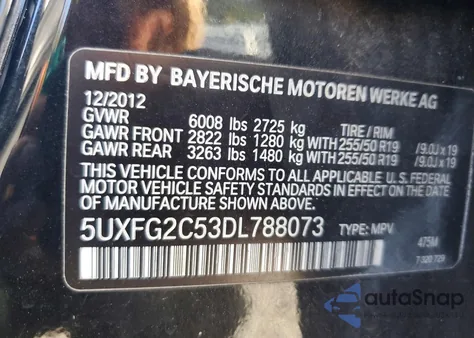 2013 BMW X6 xDrive35I z USA, uszkodzony, nr VIN 5UXFG2C53DL788073